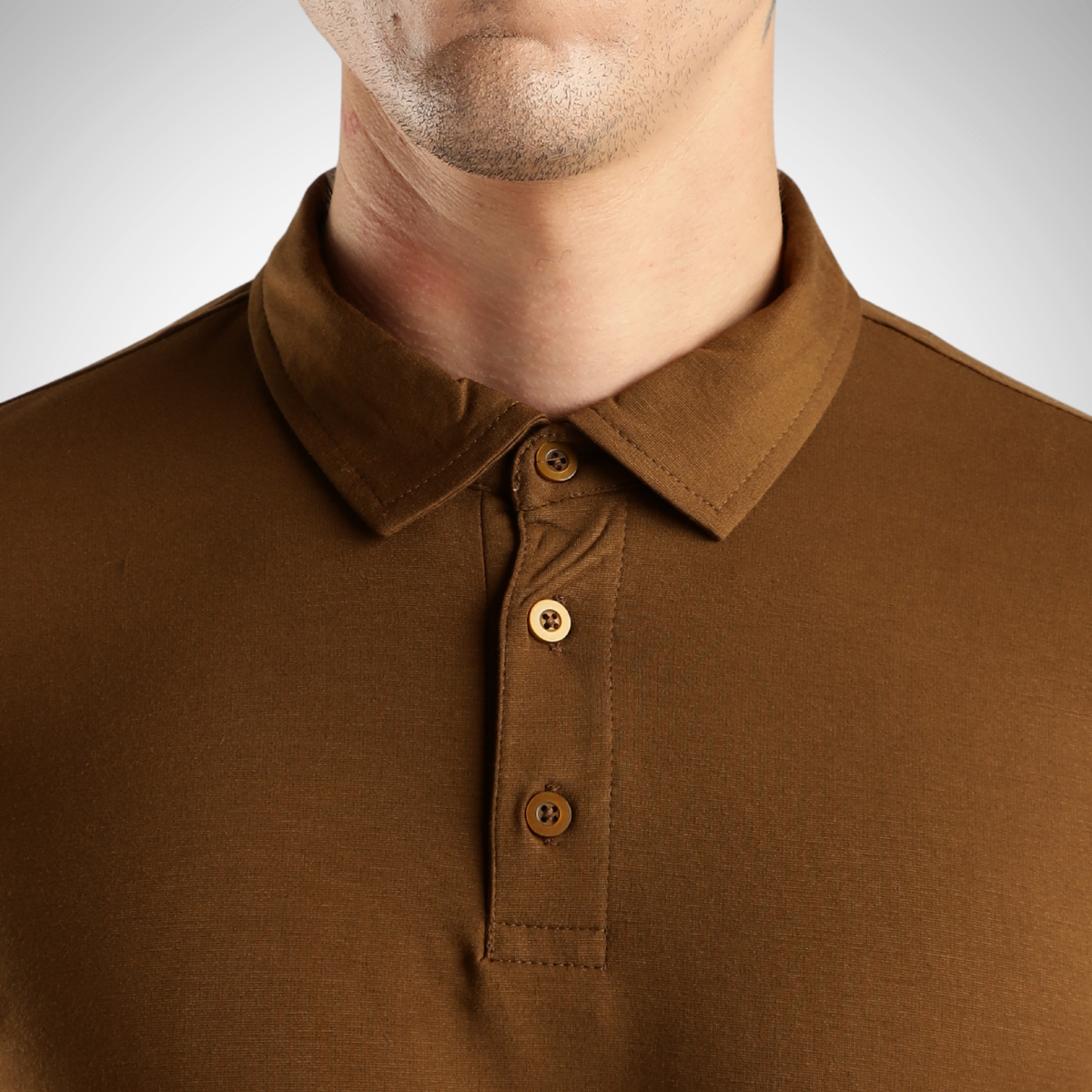 Lux Kobicha Brown Tee - Polo Collar with Half Sleeves