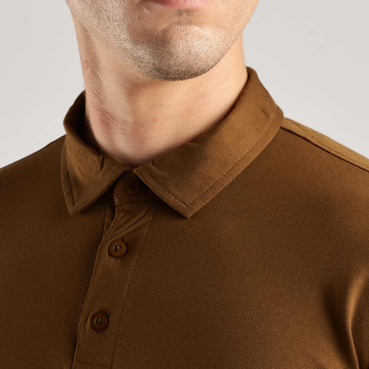 Lux Kobicha Brown Tee - Polo Collar with Half Sleeves