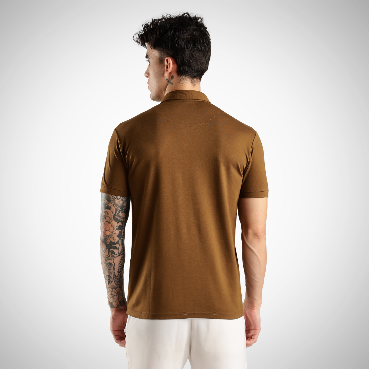Lux Kobicha Brown Tee - Polo Collar with Half Sleeves