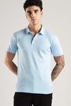 Soft Touch Sky Blue Tee - Polo Collar with Half Sleeves