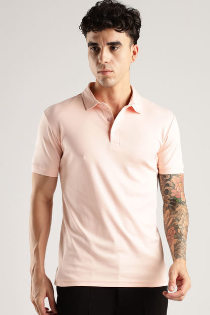 Soft Touch Peach Tee - Polo Collar with Half Sleeves