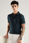 Soft Touch Airforce Muted Blue Tee - Polo Collar with Half Sleeves