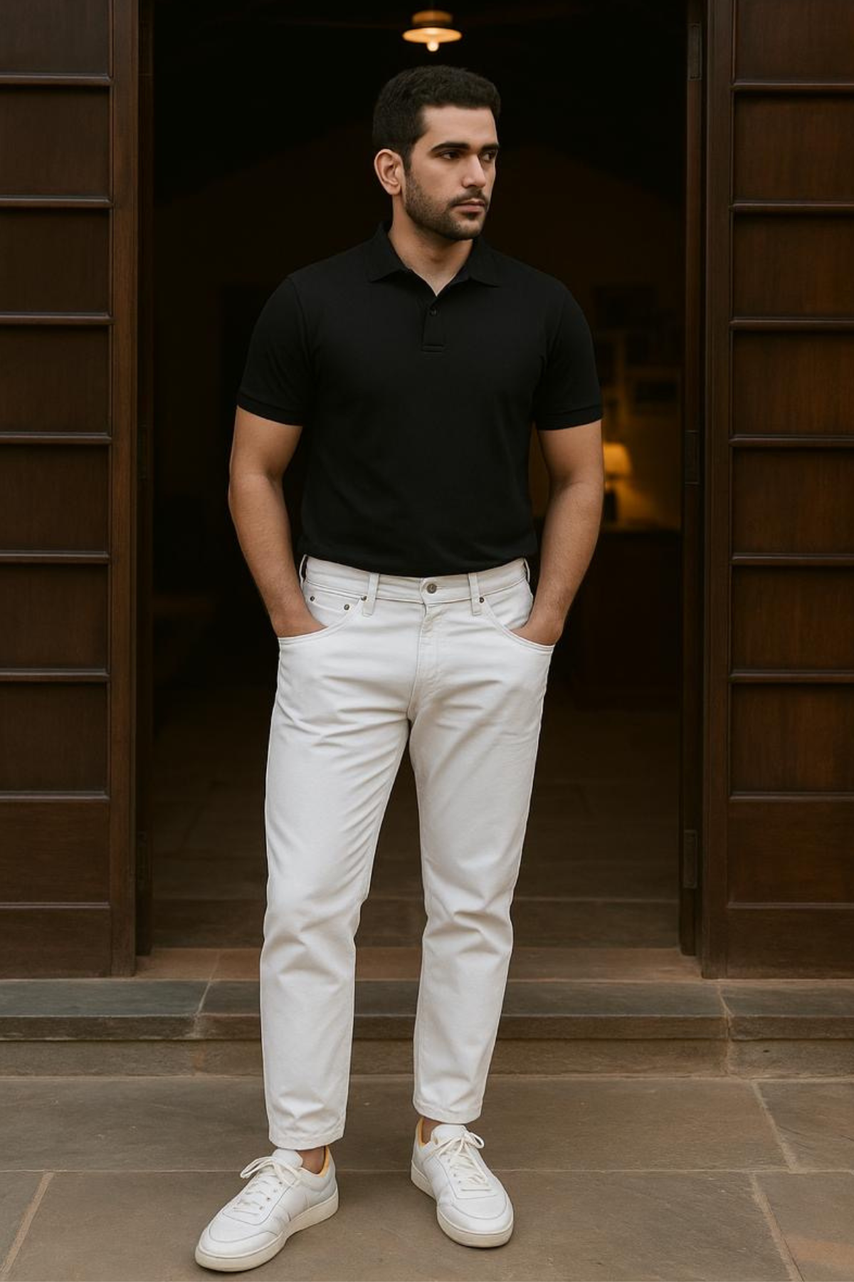 Lux Black Tee - Polo Collar with Half Sleeves