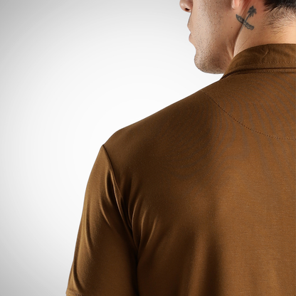 Lux Kobicha Brown Tee - Polo Collar with Half Sleeves