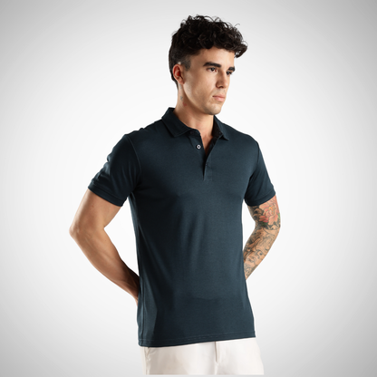 Soft Touch Airforce Muted Blue Tee - Polo Collar with Half Sleeves