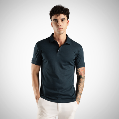Soft Touch Airforce Muted Blue Tee - Polo Collar with Half Sleeves
