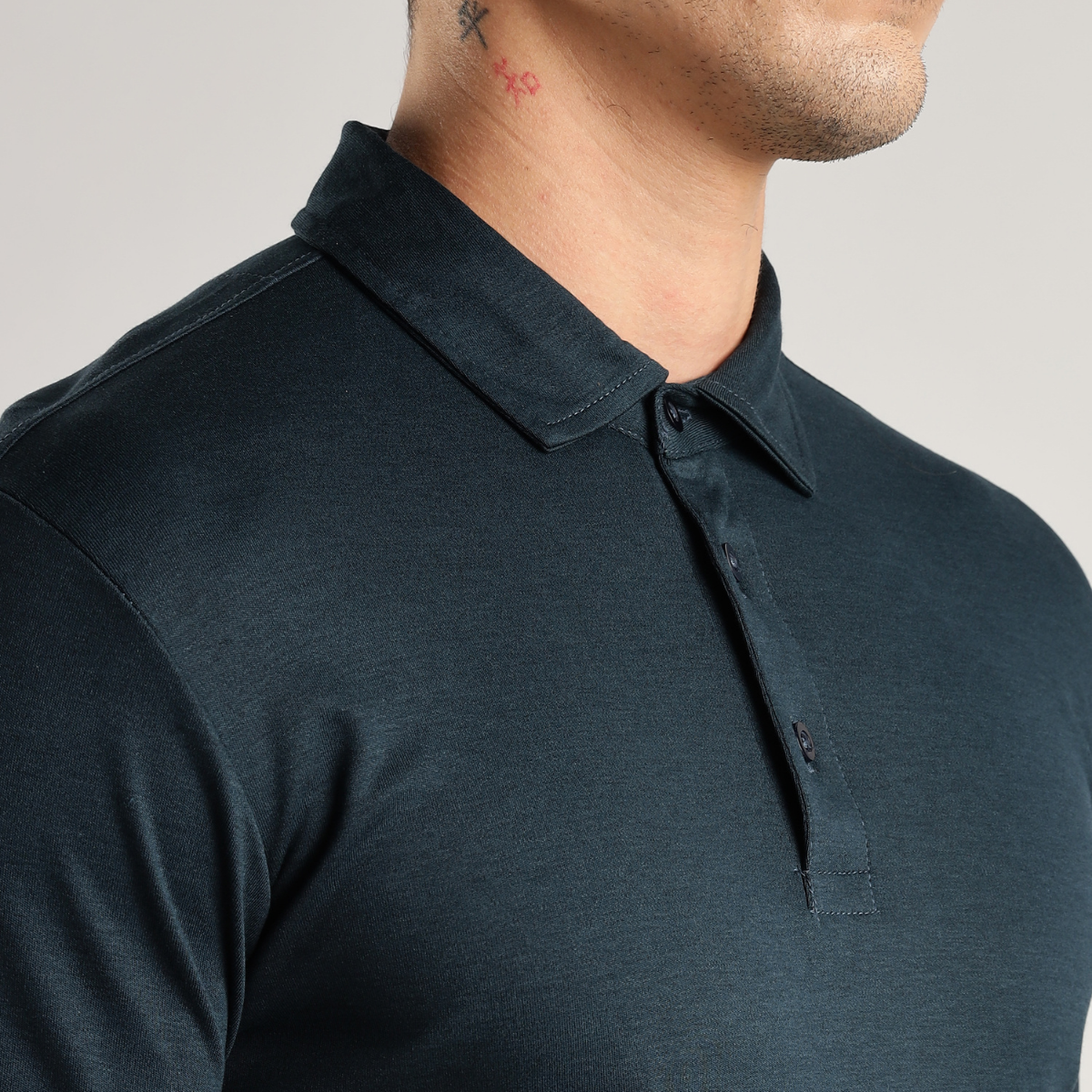 Soft Touch Airforce Muted Blue Tee - Polo Collar with Half Sleeves