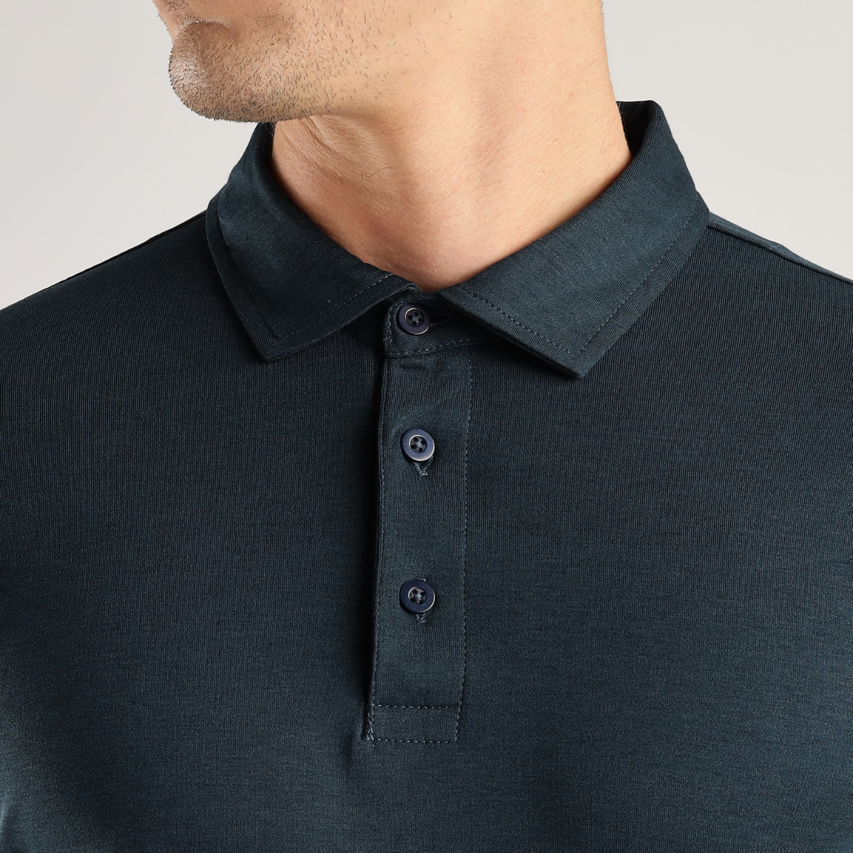 Soft Touch Airforce Muted Blue Tee - Polo Collar with Half Sleeves