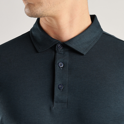 Soft Touch Airforce Muted Blue Tee - Polo Collar with Half Sleeves