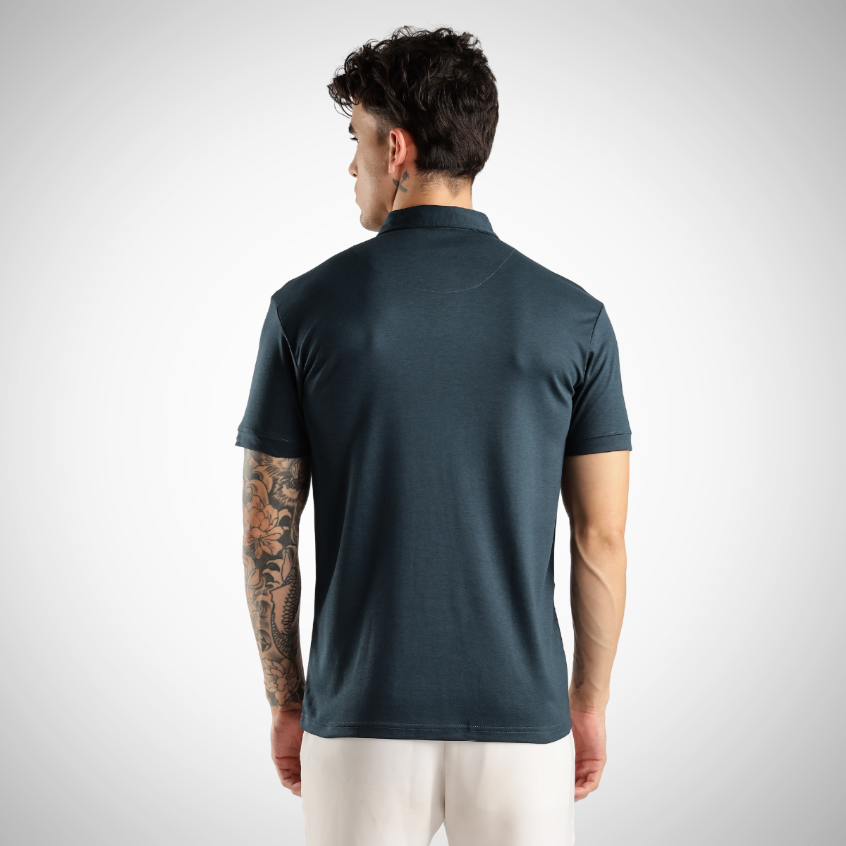 Soft Touch Airforce Muted Blue Tee - Polo Collar with Half Sleeves