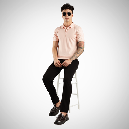 Soft Touch Peach Tee - Polo Collar with Half Sleeves