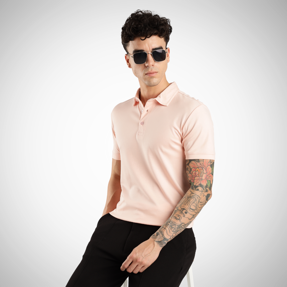 Soft Touch Peach Tee - Polo Collar with Half Sleeves