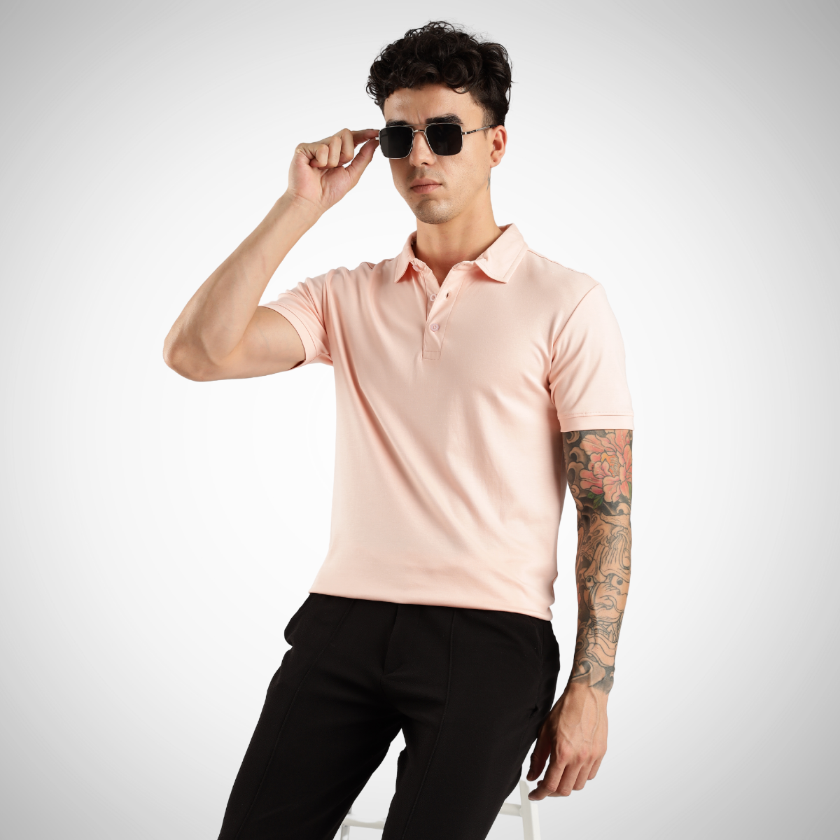 Soft Touch Peach Tee - Polo Collar with Half Sleeves