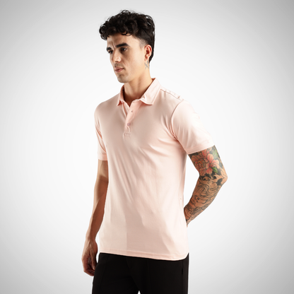 Soft Touch Peach Tee - Polo Collar with Half Sleeves