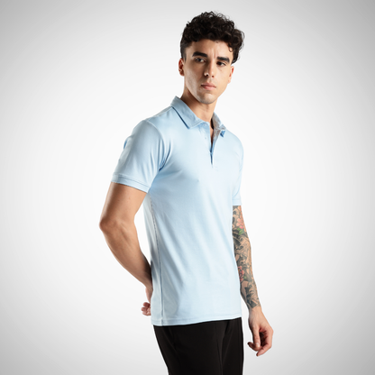 Soft Touch Sky Blue Tee - Polo Collar with Half Sleeves