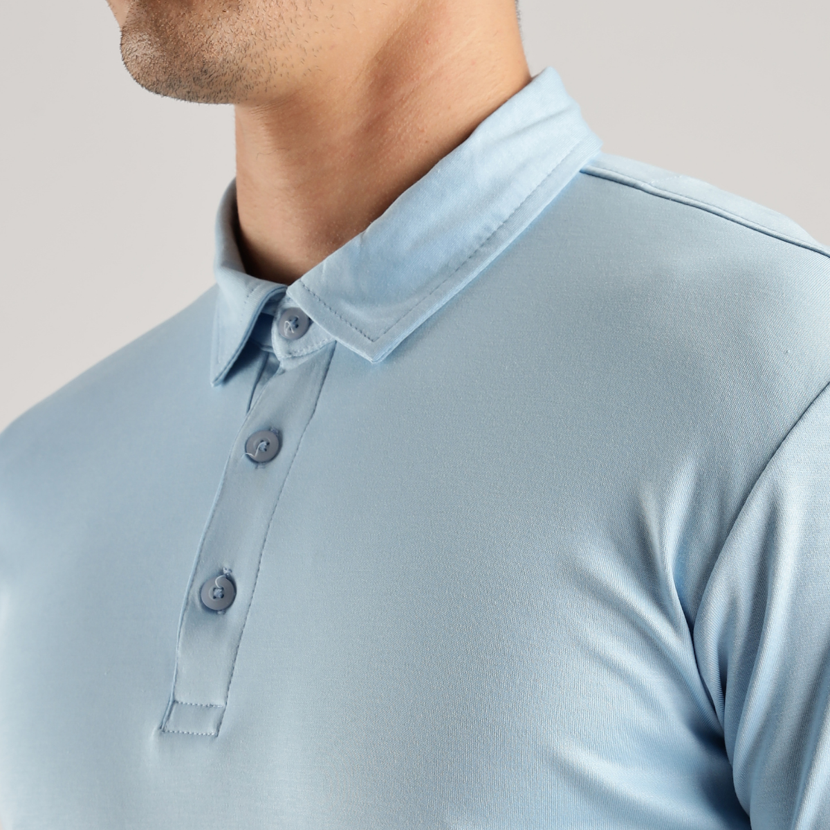 Soft Touch Sky Blue Tee - Polo Collar with Half Sleeves