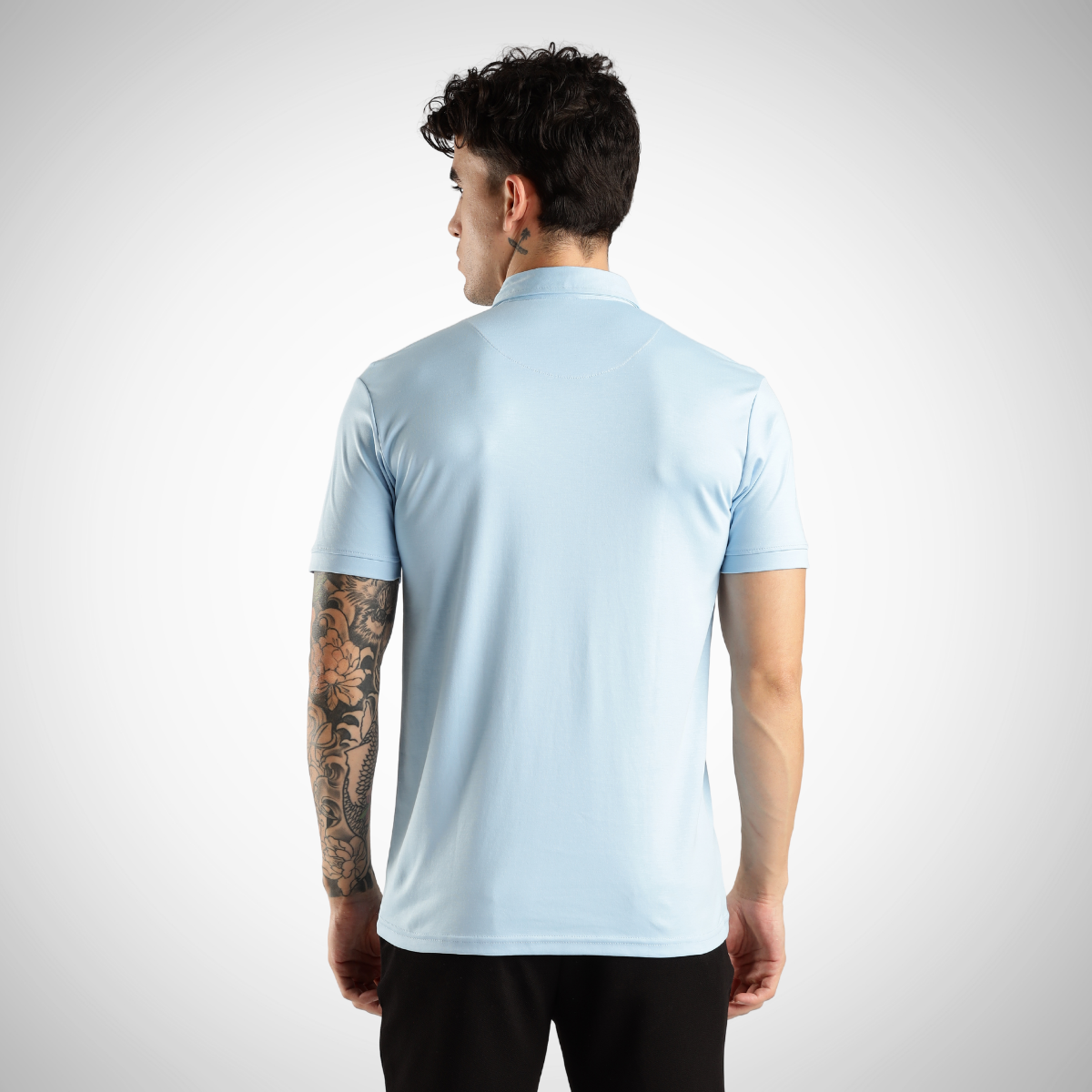 Soft Touch Sky Blue Tee - Polo Collar with Half Sleeves