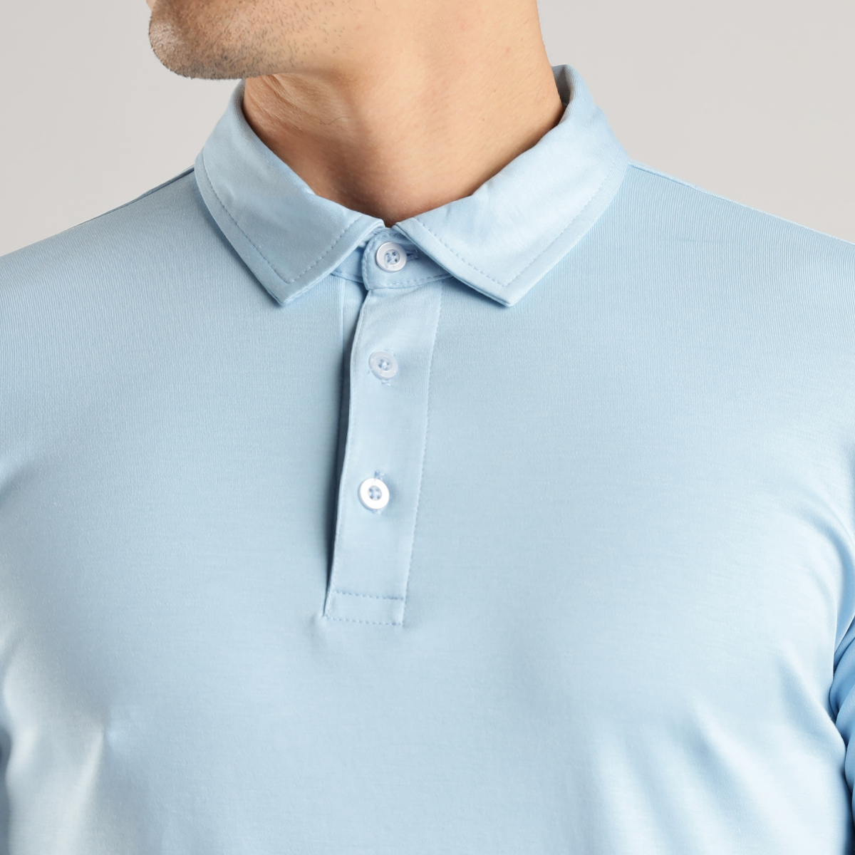 Soft Touch Sky Blue Tee - Polo Collar with Half Sleeves