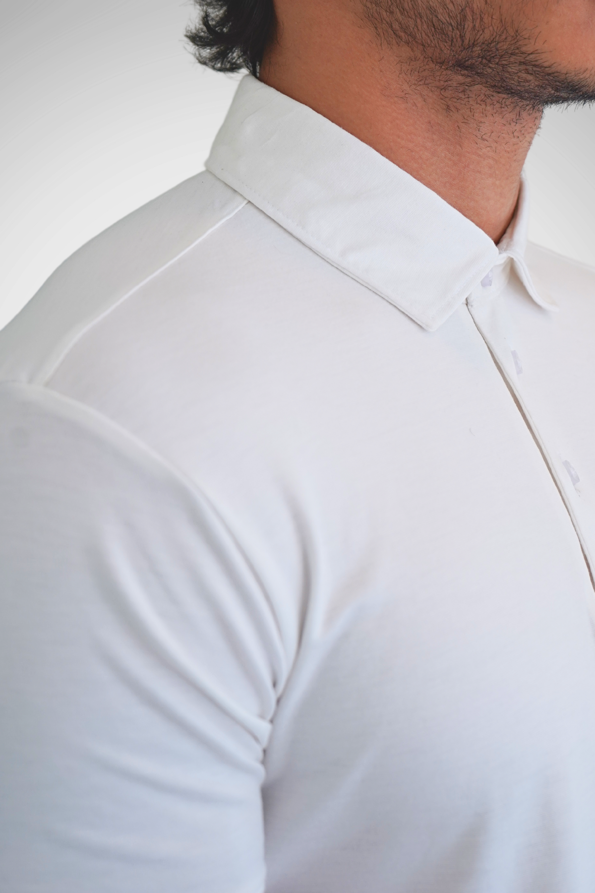 Lux White Tee - Polo Collar with Half Sleeves