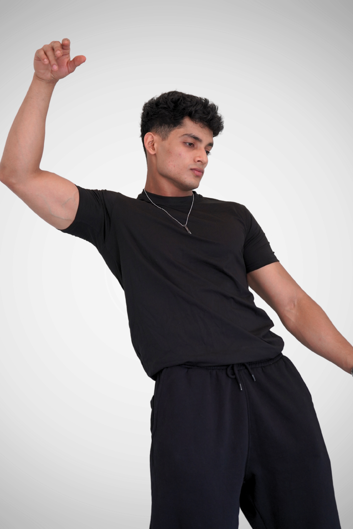 Real Black Tee - Crew Neck with Half Sleeves