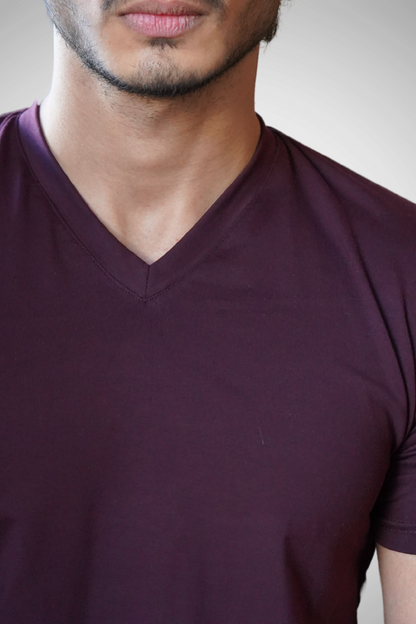 Royal Wine Tee - V-Neck with Half Sleeves