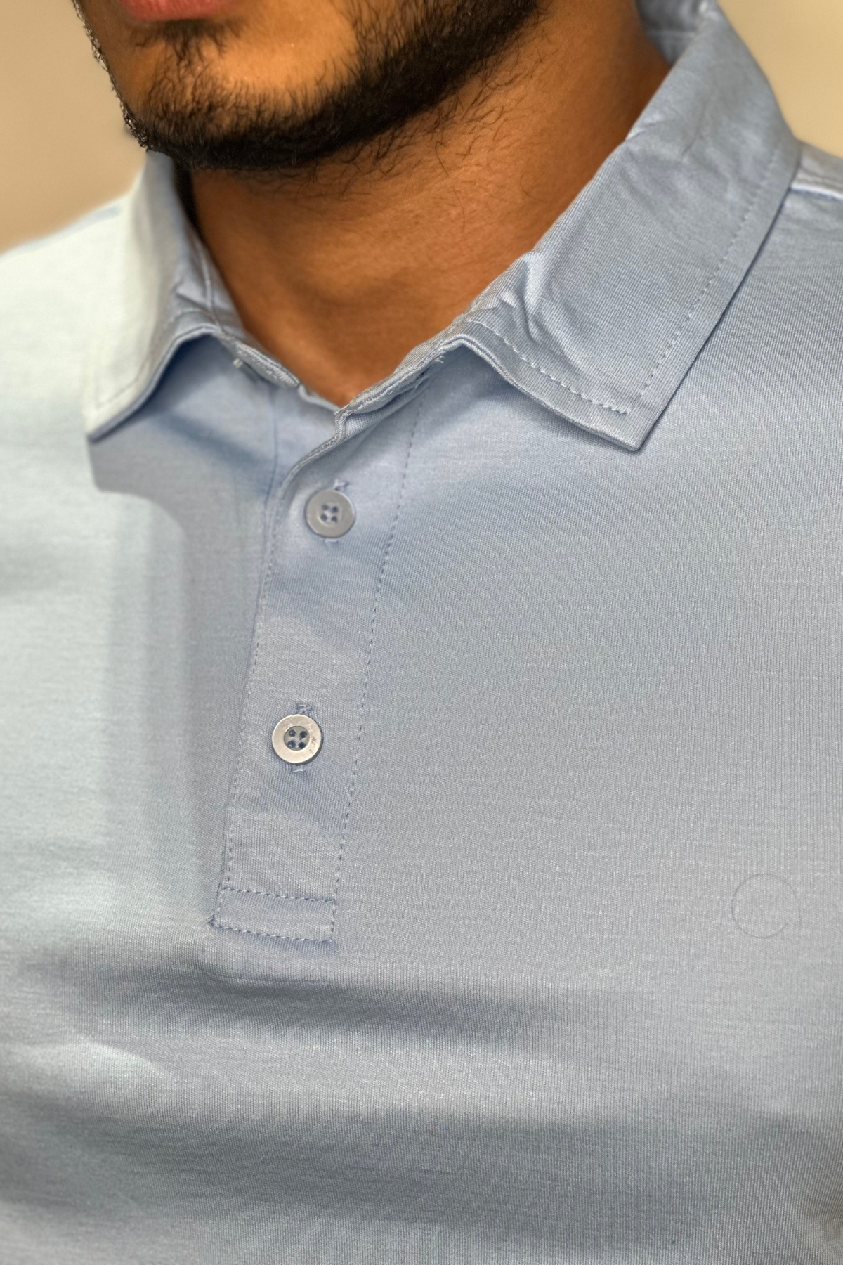 Soft Touch Sky Blue Tee - Polo Collar with Half Sleeves