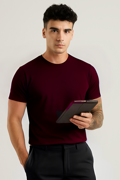 Royal Wine Tee - Crew Neck with Half Sleeves
