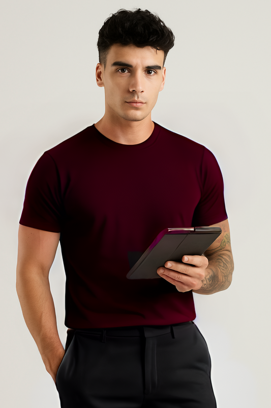 Royal Wine Tee - Crew Neck with Half Sleeves